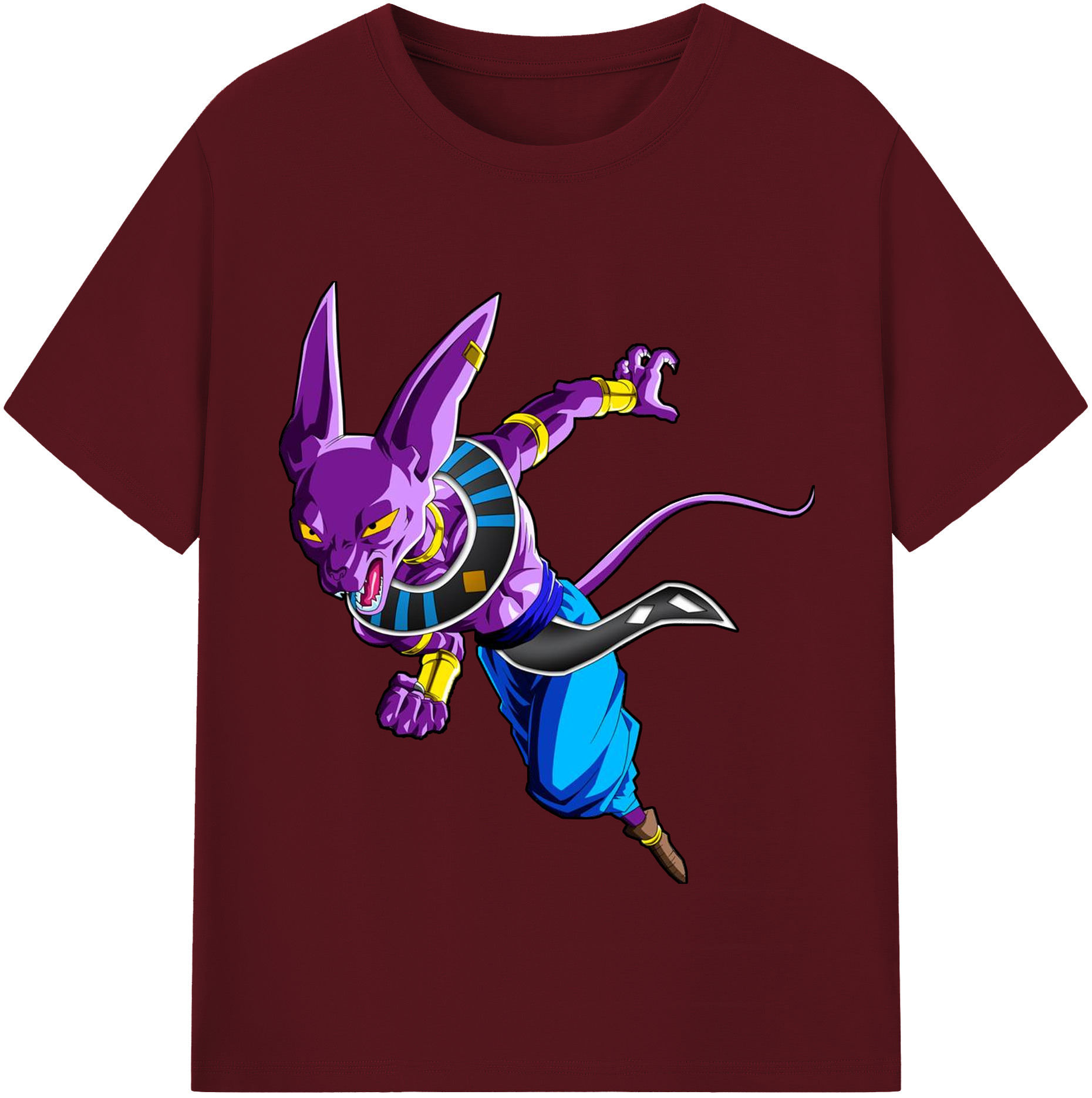 （画像用） ドラゴンボール ビルス 破壊神ビルス DRAGON BALL Beerus Birusu 綿100％半袖Tシャツ（フロントプリント）